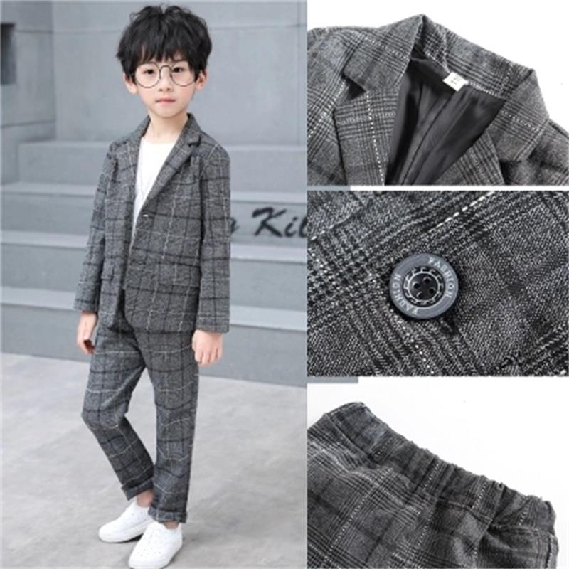 Traje de 2 piezas con chaqueta y pantalones de para niño, traje de noche ajustado para niña de las flores, vestido de novio de de , traje de boda gris