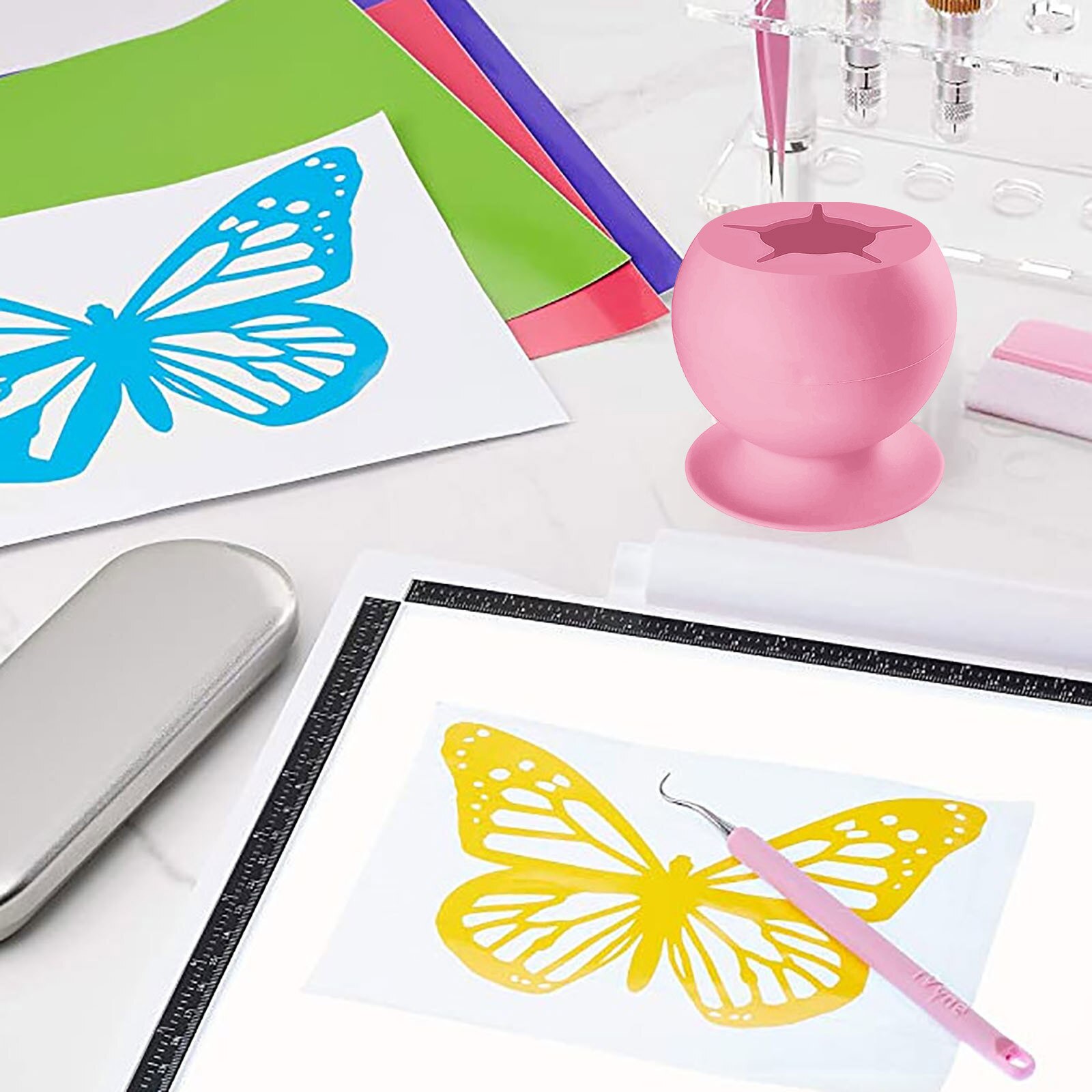 Portable Suction Cup Vinyl Weeding Scrap Waste Collector Household School Craft Collector DIY Handicraft Storage Accessires