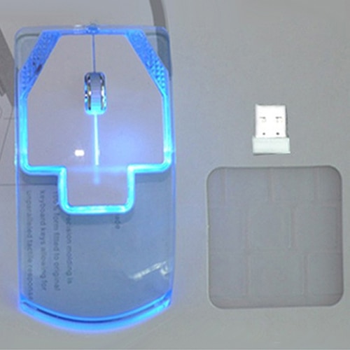Ultra-thin Transparent 2.4GHz Wireless Optical Luminous Mouse for PC Laptop