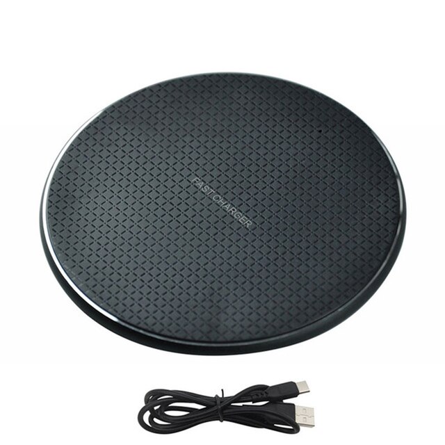 10w K8 rond métal sans fil chargeur téléphone portable efficace Induction chargeur sans fil chargeur: black