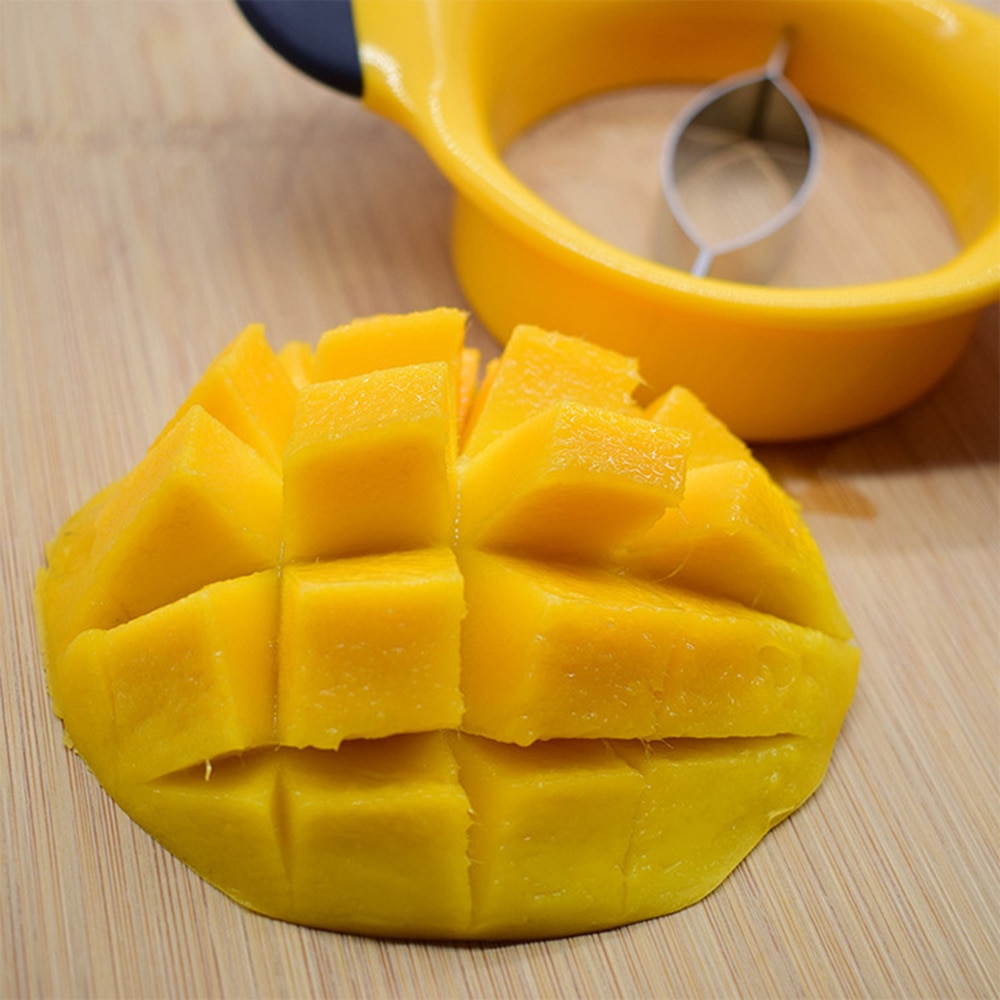 Praktische Mango Slicer Rvs Mango Cutters Rubber Non Slip Handgrepen Corer Peeler Mango Schil Mes keuken accessoires