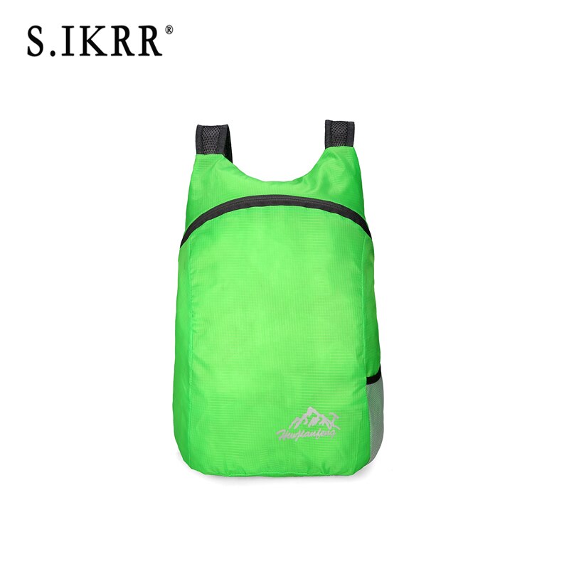 S.ikrr bärbar nylonresväska solid enkel dragkedja vikbar ryggsäck vattentät utomhusvikväska för kvinnor män: Grön