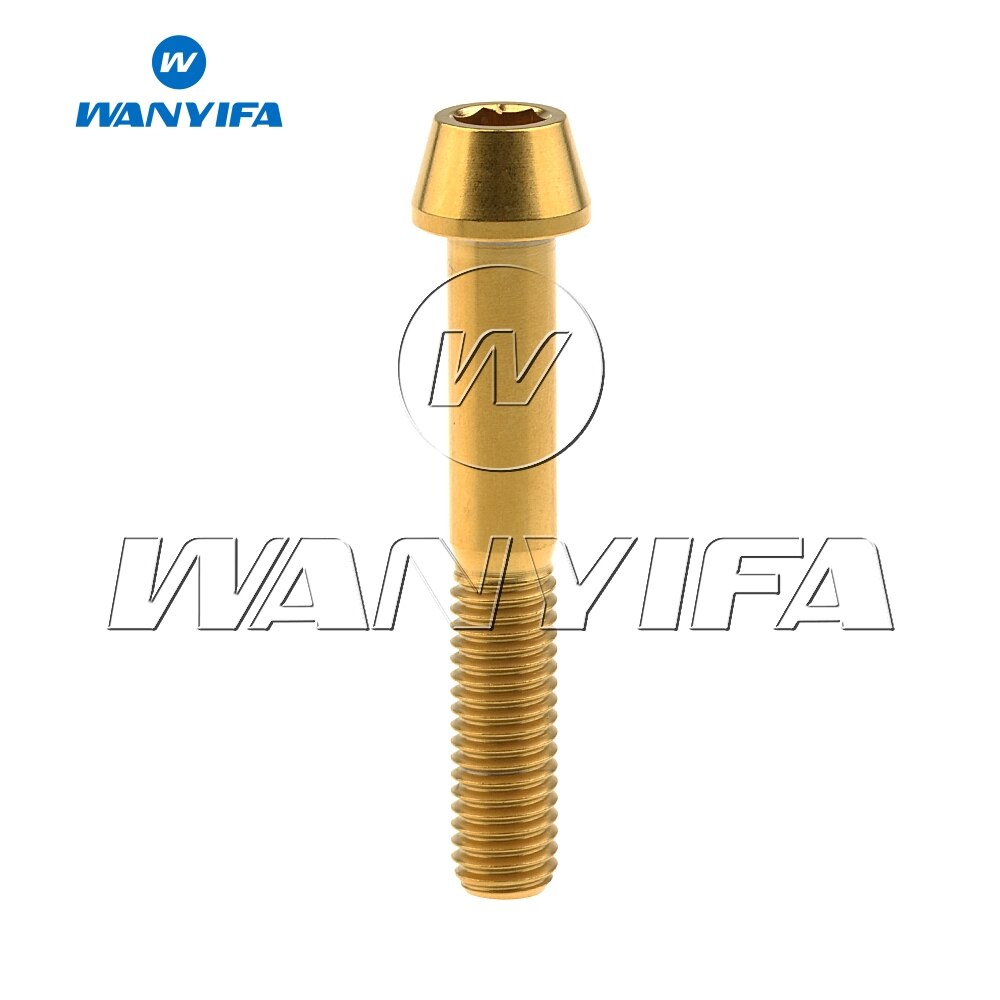 Wanyifa titan bolter  m8 x 35 40 45 50 70mm unbrakonøkkel konisk skrue for sykkel motorsykkel bil klasse 5 titan ti bolt: 50mm gull