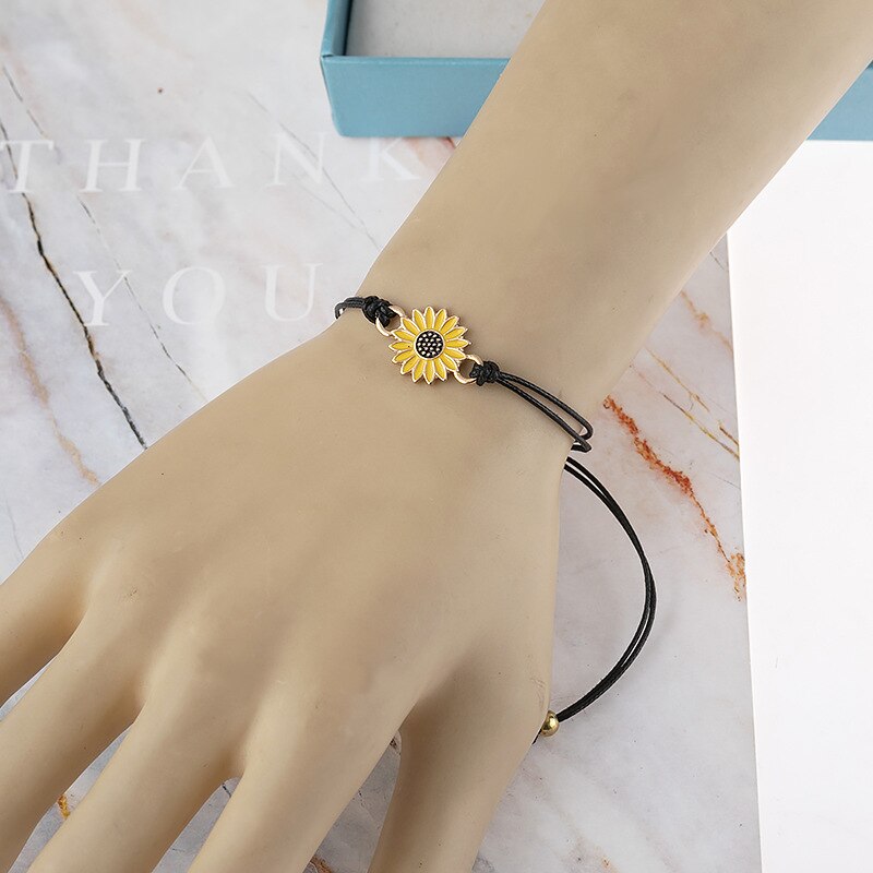 2 stk solsikke armbånd daisy justerbart vævet armbånd damer armbånd vintage smykker par armbånd