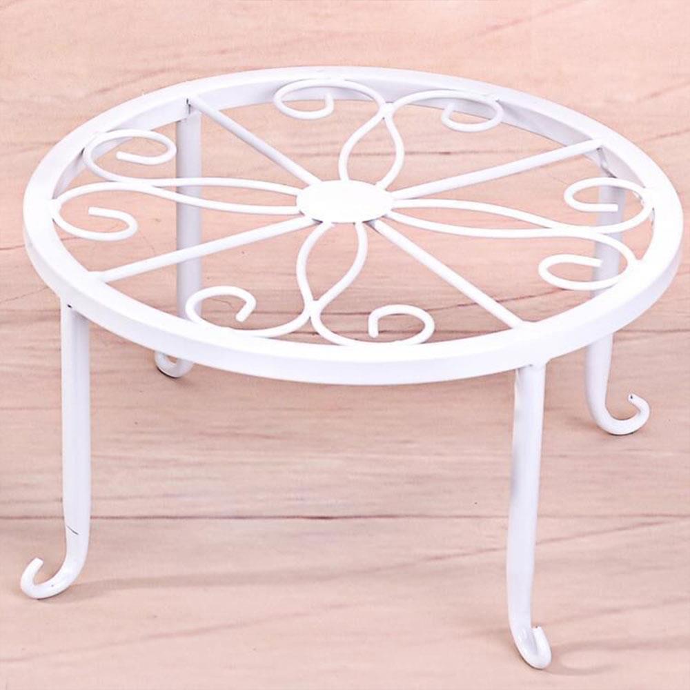 Potte stander blomsterhylde urtepotte stativ smedejern skabe holdbar klassisk stil boligindretning rund havestand gulv: Hvid