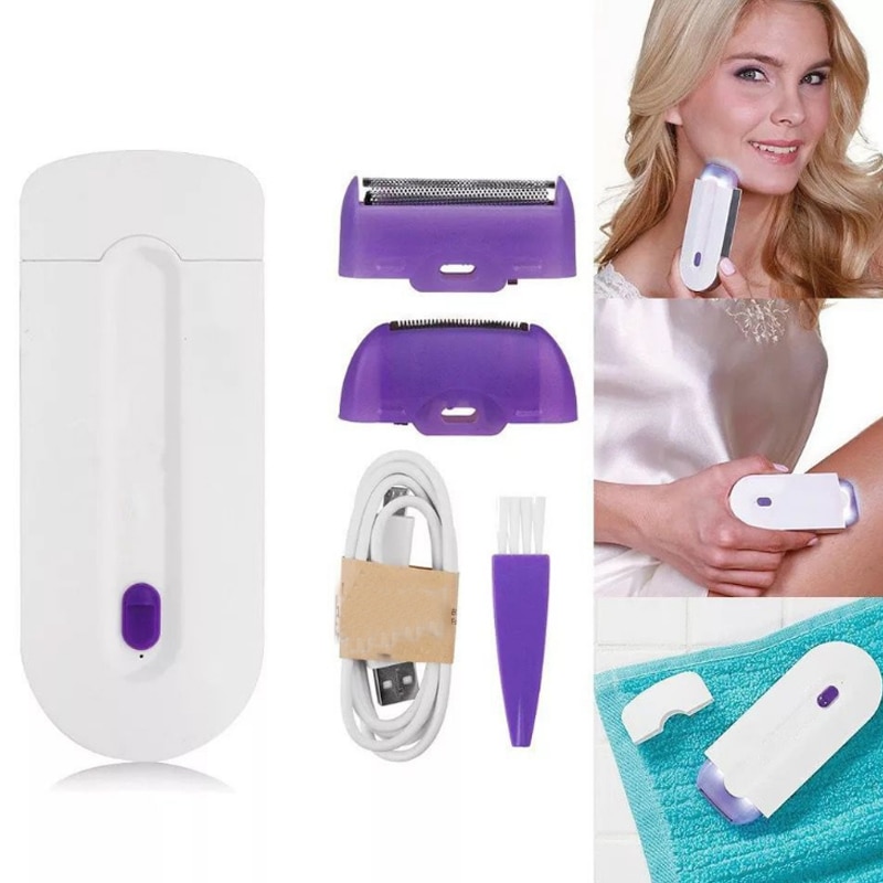Genopladelig barbermaskine til kvinder hår usb-fjerner epilator induktion touch avanceret øjeblikkelig og smertefri sensor lys sikker depilator