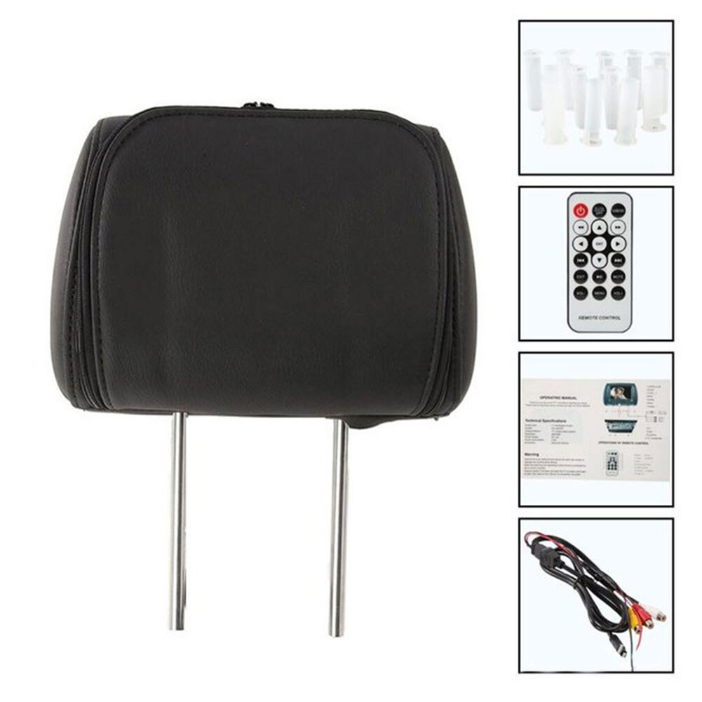 Universal 7 Inch Car Headrest Monitor Black Rear Seat Entertainment Multimedia Player With Wireless Remote Control