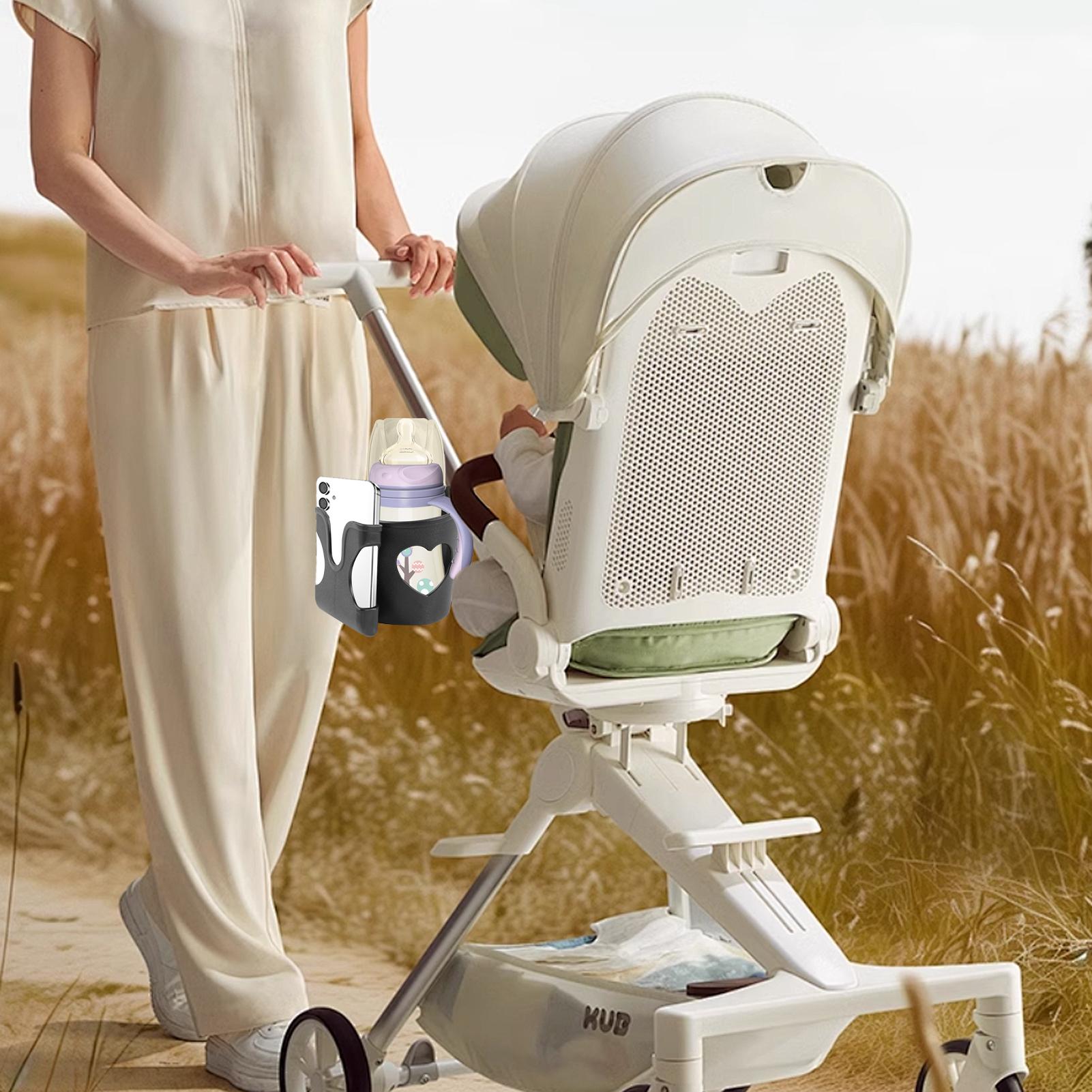 Universele kinderwagen bekerhouder met telefoonstandaard en bekerhouder voor kinderwagen, fiets, motorfiets, rolstoel