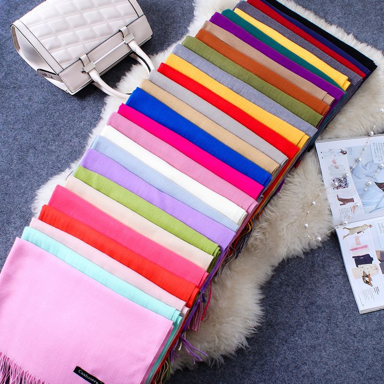 femmes cachemire épais solide écharpe Pashmina châles enveloppes femme Foulard étoles gland tête longues écharpes Hijab