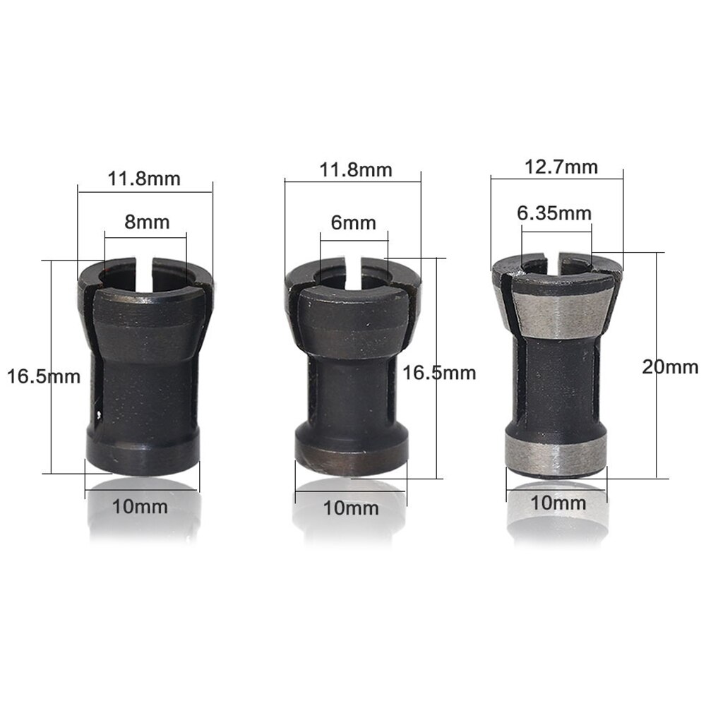 6/6.35/8mm spændepatronfræser bitklemme router adapter hss split converter værktøj til træbearbejdningsgraveringsværktøj