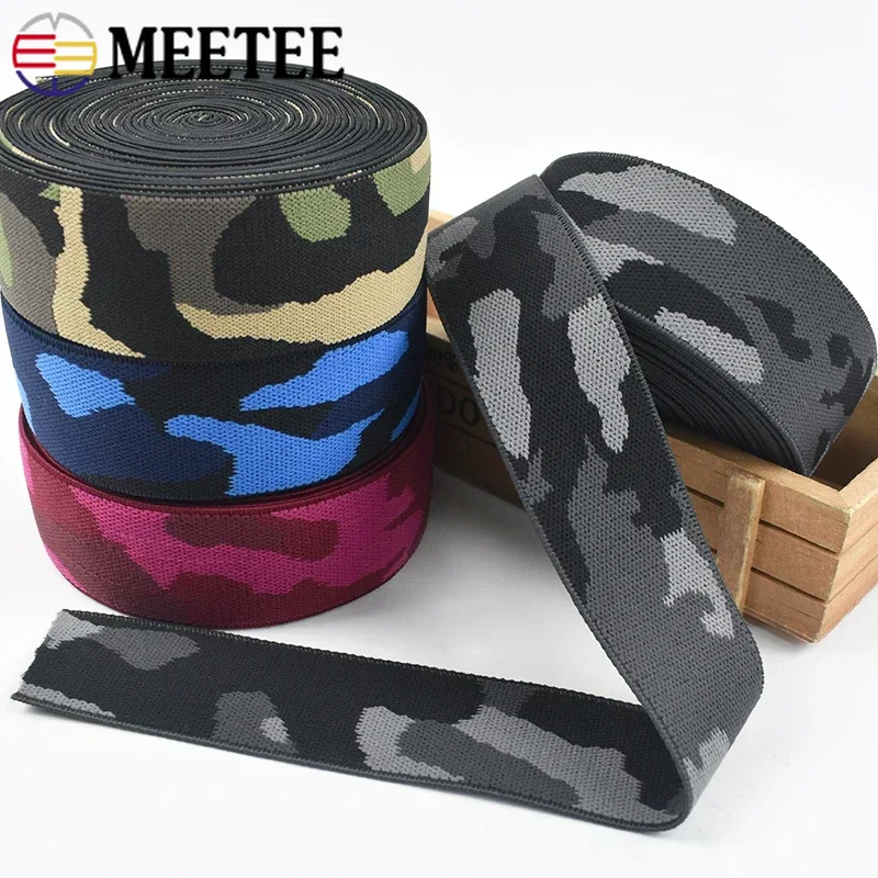 Bandas elásticas para cinturón de 1/2/3M, correas de camuflaje Jacquard de 38mm, banda de goma para ropa, cinta elástica para costura, accesorios