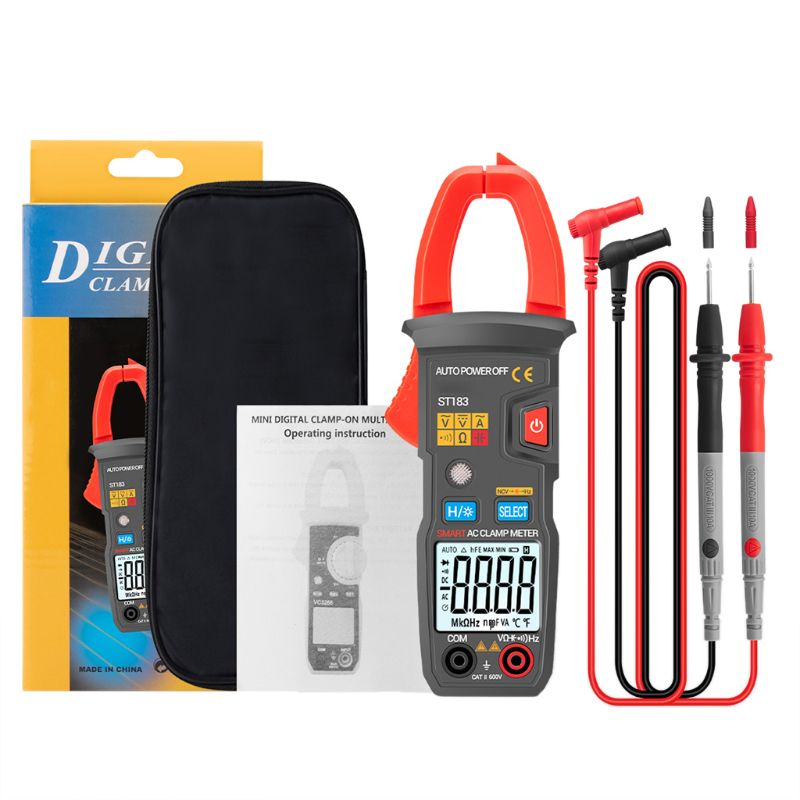 Dc/ac digital klämmätare  st181 6000 räkningar multimeter amperemeter strömspänningstestare bil amp hz kapacitans ncv ohm test
