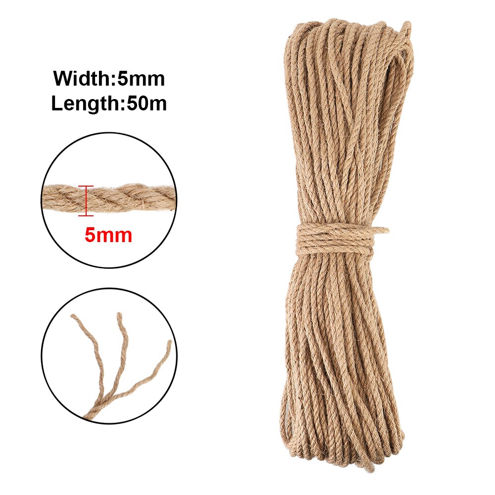 20M/50M/100M Natural Sisal Rope Cat Climbing Frame DIY Desk Legs Binding Rope Twine For Cat Sharpen Claw Scratching Post Toys: 5mm.50m