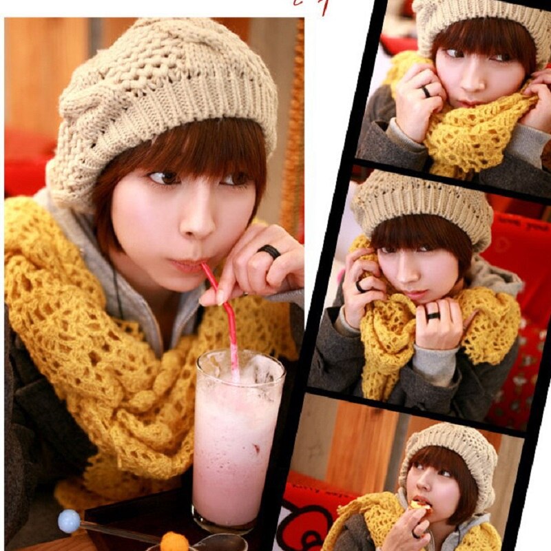 Woman Winter Knitted Beret Hats Women's Lady Beret Braided Baggy Beanie Crochet Warm WalkingWinter Hat Ski Cap