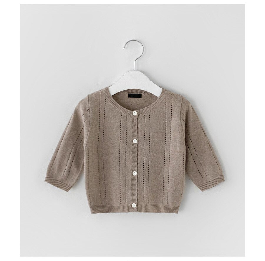 Zomer Peuter Baby Jongen Meisje Zachte Effen Vest Jassen Kid Zoete Katoen Ademend Kinderen Zon Jas: 212T04-Coffee / 9m