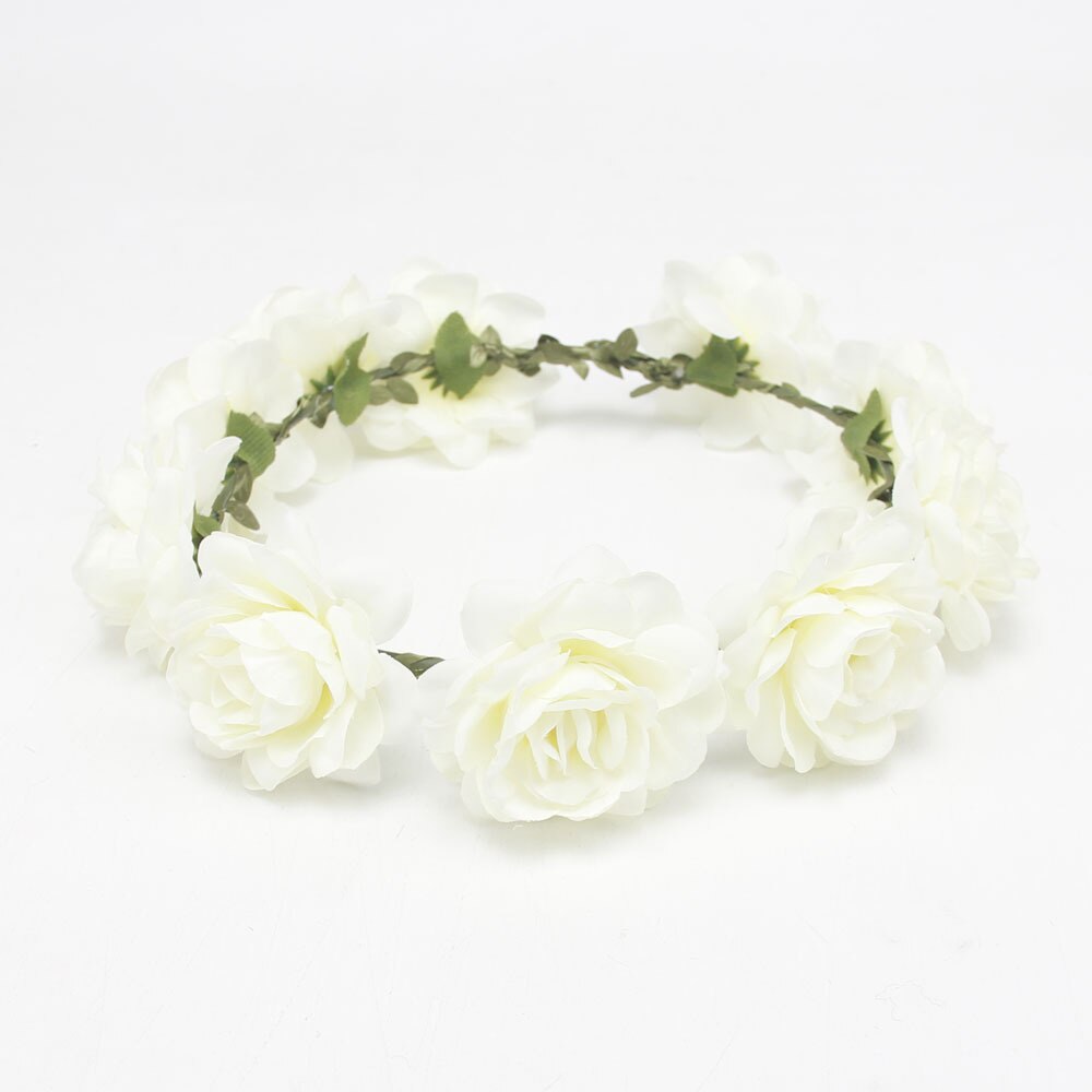 Flower Girl Crown Wedding Boho Headpiece Headband Hair Wreath: Flowers5-Color3