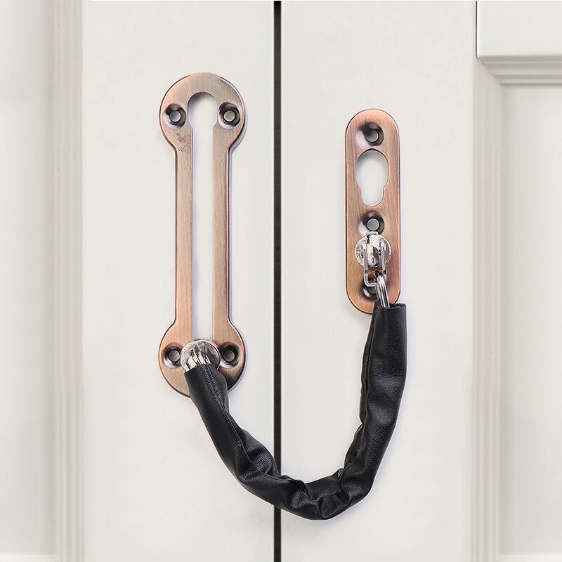 BETOCI Anti-hotlinking door chain lock latch anti-theft lock door latch safety chain lock for hotel room door household doors: Red copper