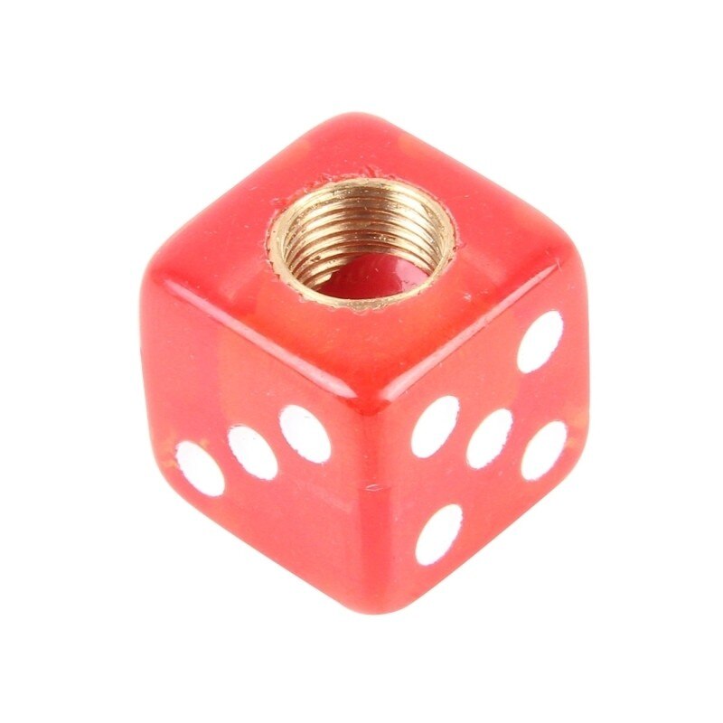 Bouchon Valve Pneu Voiture rouge Forme de dé plaqué en plastique 4PCS Universel Tire Stem Cap