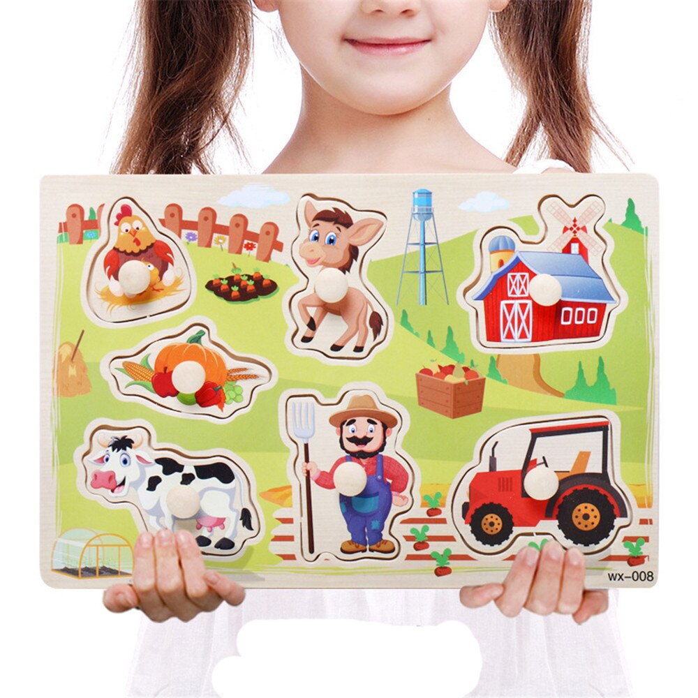 Brain Game Puzzles Toys Kids Educational Wooden Toy Animals Numbers Learning Puzzle Jigsaw Board Wood Baby Funny Toys: Farmer