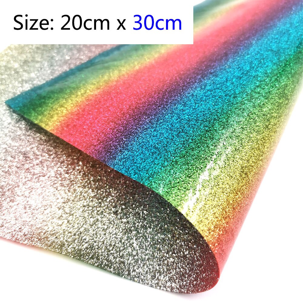 Schillernden Regenbogen Feine Glitter Stoff Sparkle Faux Leder Vinyl Handwerk Nähen Material Bögen, Der Decor DIY: A4 20cm x 30cm