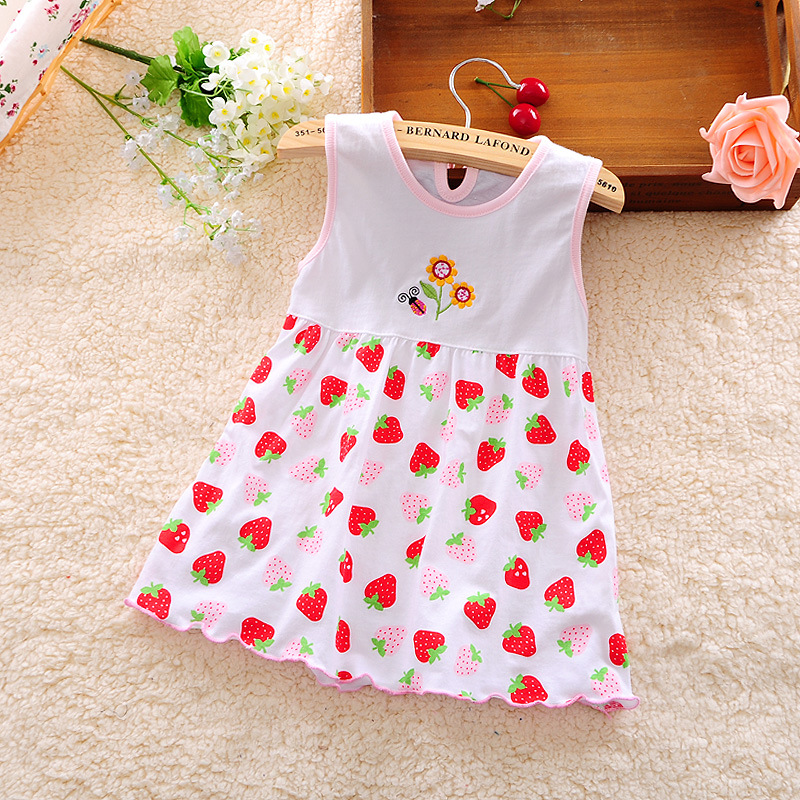 Dulce bebé chaleco vestido de verano de algodón de las muchachas de los niños de la ropa de los niños al azar de colores para 0-3 años