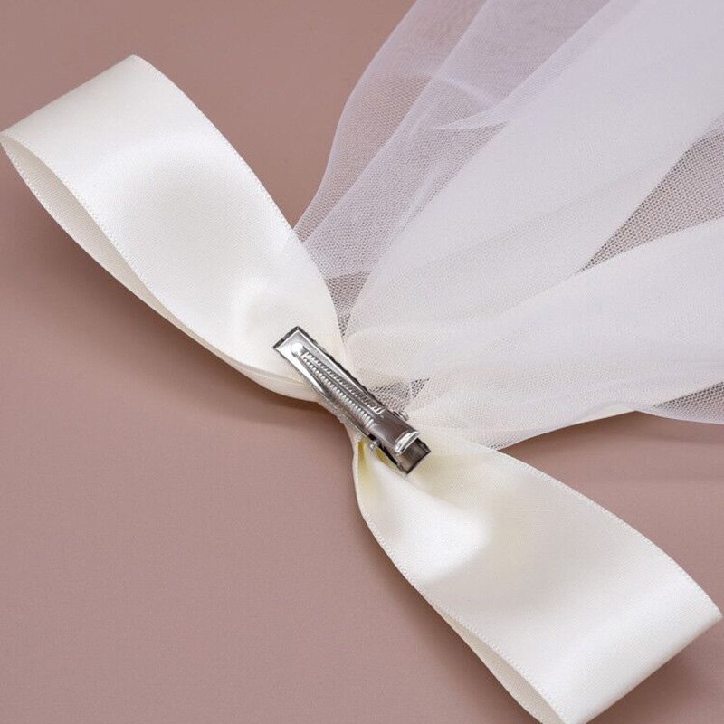 Haar Sluier Met Clips Handgemaakte Bruiloft Accessoires Engagement Hairwear Wit Ivoor Hoofdtooi Verkoop Boog Knoop Bruidssluier