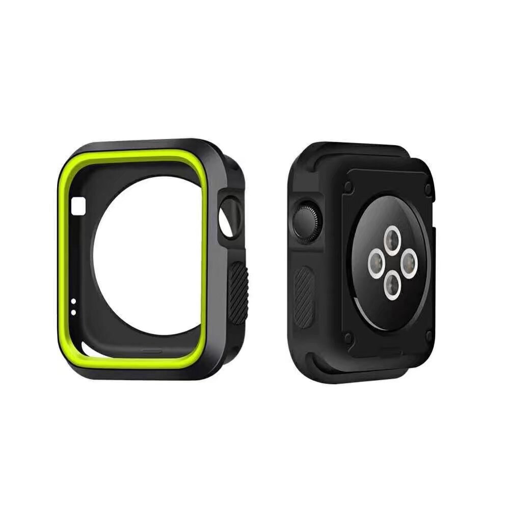 Faldmodstand silikone cover til apple watch 4 urkasse iwatch series 1 2 3 4 dæksel 44/40/42/38mm urkasse skal: Sort grøn / 44mm serier 4