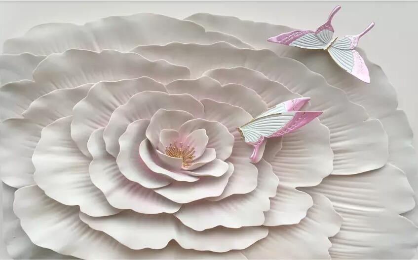 Beibehang papier peint muurschildering 3d 3d behang home decor custom reliëf bloemen behang tv achtergrond behang voor muren 3 d: 17739074