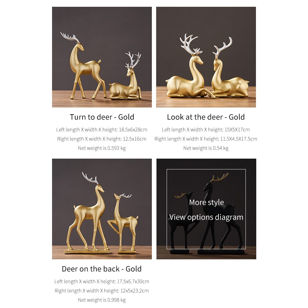Animal figurines for interior feng shui statues and sculptures Decorative wedding garden deer decor statu figurin resin statu