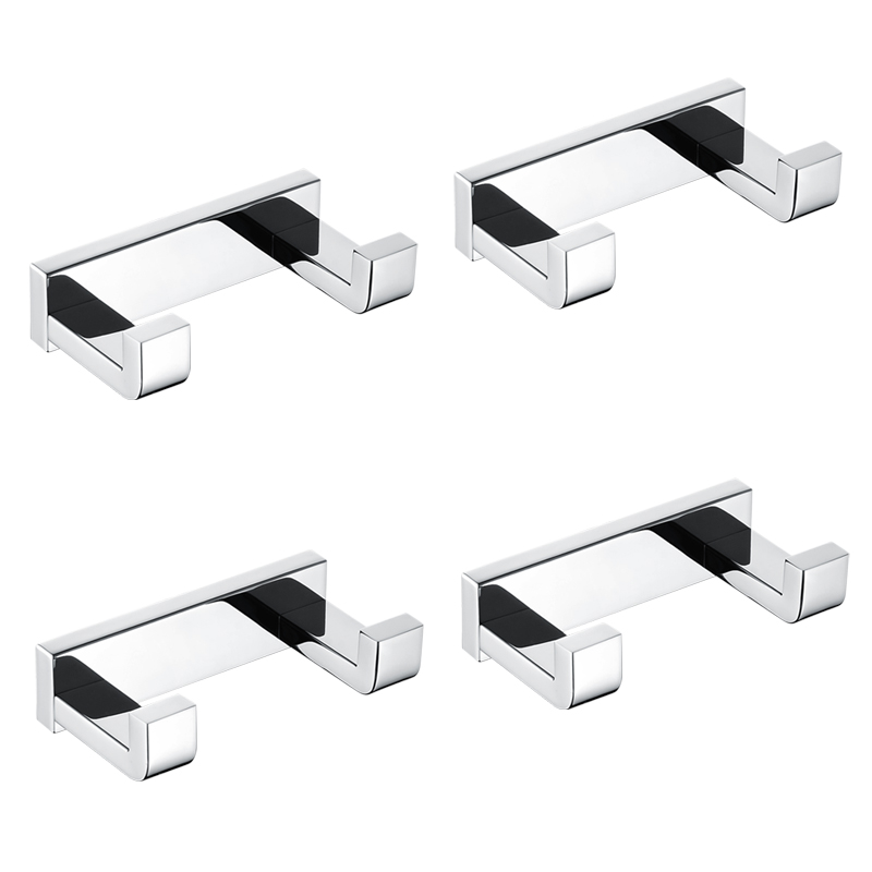 SUS 304 Towel Hook Double Robe Hook Stainless Steel Chrome Finish Wall Hanger for Towel Bathroom Robe