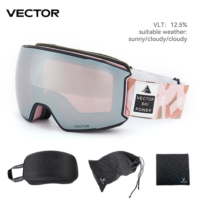OTG Ski Goggles Snow Glasses Men UV400 Anti-fog Coatings Snowmobile Snowboard Skiing Women Sunglasses Outdoor Winter Sport: Pink