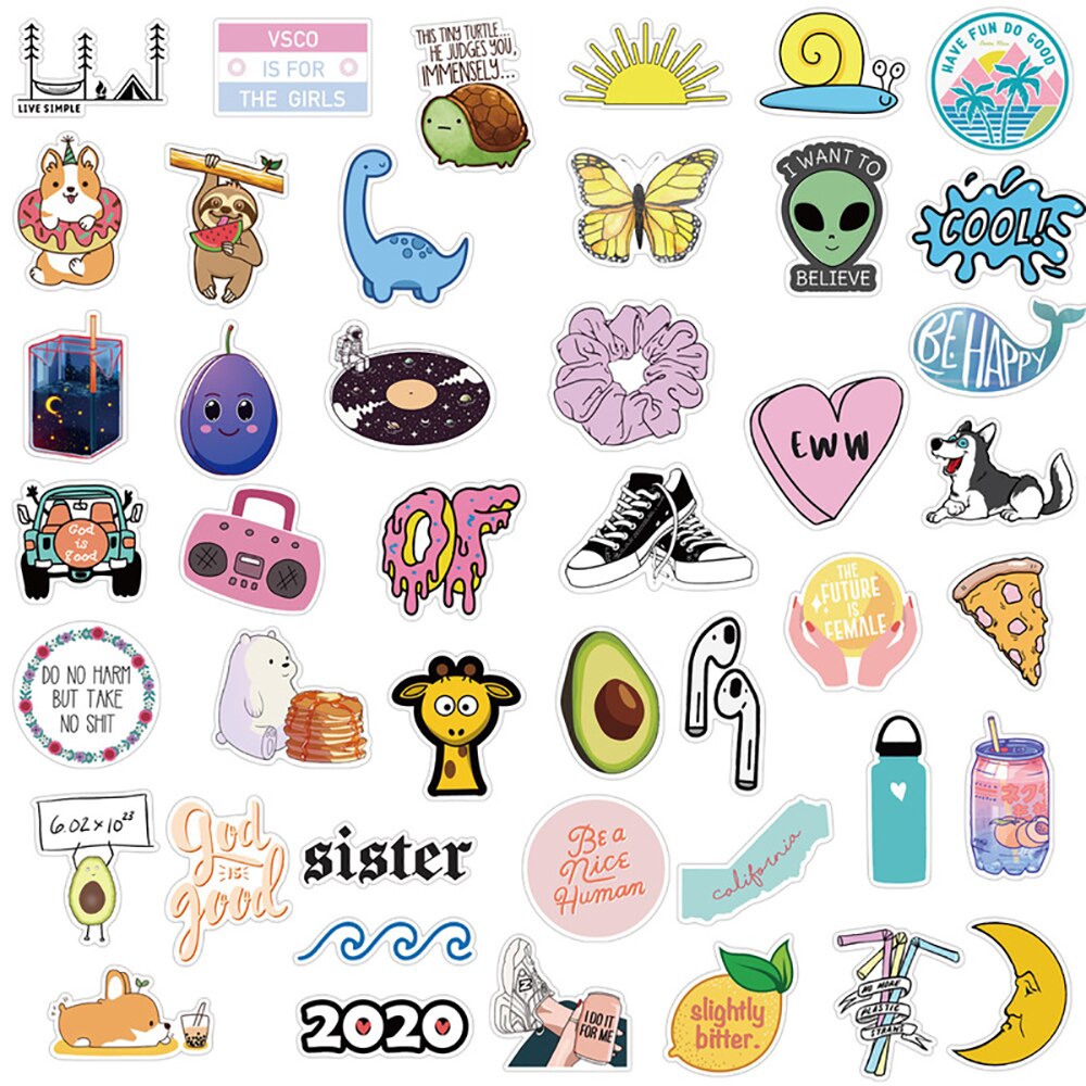 75PCS Cute Cartoon VSCO Girl Stickers For Car Motorcycle Travel Luggage Guitar Skateboard Waterproof Cool Decal Stickers