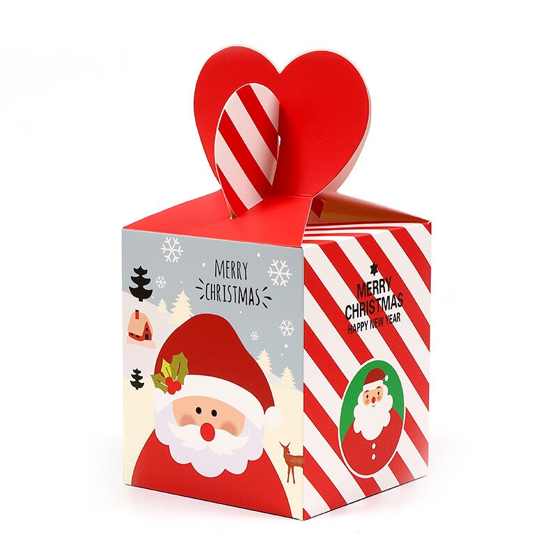 50 Stks/partij 10X8.5X8.5Cm Kerstavond Apple Papier Doos Cookies Snoep Verpakking Zak Gevouwen Doos christmas Party Kids: LW005