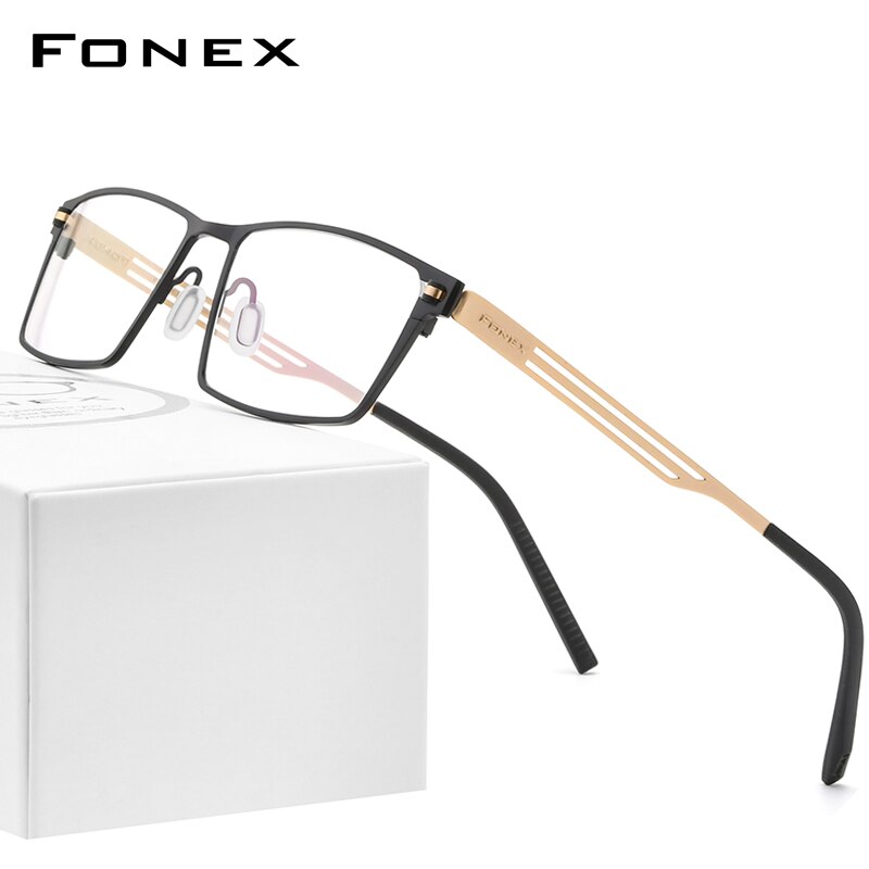 FONEX-monture de lunettes en titane pur pour hommes et femmes, monture carrée, monture de lunettes, pour myopie optique sans vis, nouvelle recette