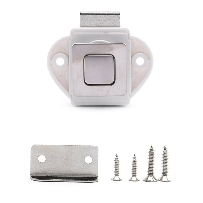 Verborgen Knop Lock Push Button Klink Rv Push Lock Zinklegering Kabinet Sloten Voor Rv Jachten Camper Camper Lade 20mm: White Nickel