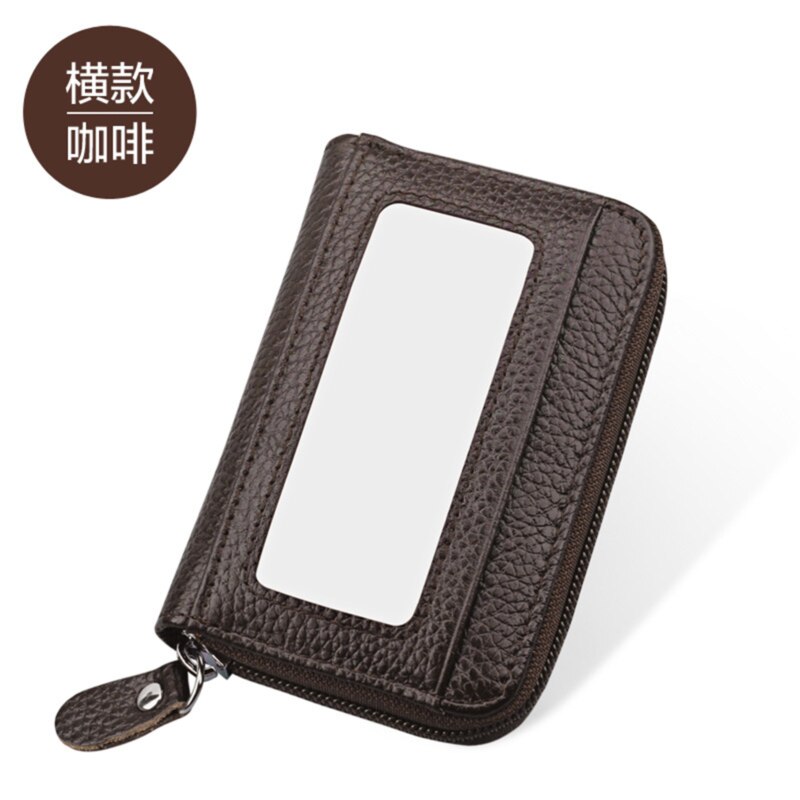 LKEEP-Mini cartera Vintage Unisex para hombre y mujer, monedero, tarjetas, portadores de identificación, PU sólido, billetera de cuero,: Coffe 2