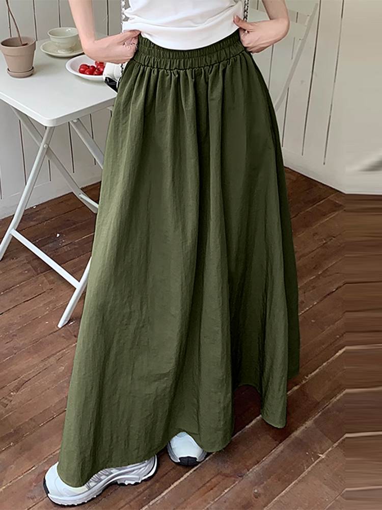 GETADME Elastic waist slim pants skirt summer and autumn leisure loose long skirt women's clothing
