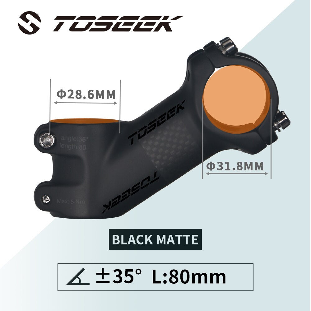 TOSEEK ZF-eins Kohlenstoff Stengel 25/35 Grad Mountainbike Vorbau 31,8mm Lenker Vorbauten 60/70/80/90/100mm Schwarz und verrotten Fahrrad Teile: ZFONE-Schwarz35-80mm