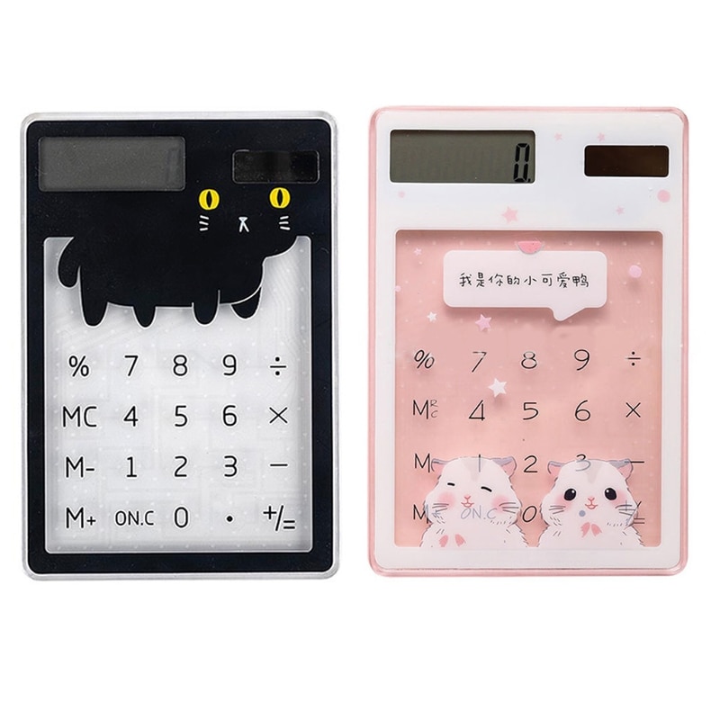 Transparent cute cartoon 8-digit calculator Solar energy mini Portable calculator School Supplies kawaii