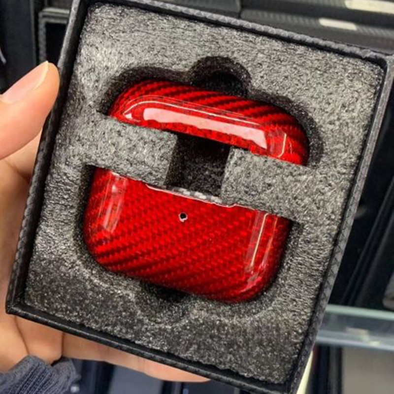 Real Carbon Fiber Earphone Case for Apple Airpods 3 Carbon Fiber Earphone Wireless Bluetooth for AirPods Pro 2）Case: 3XS / Red