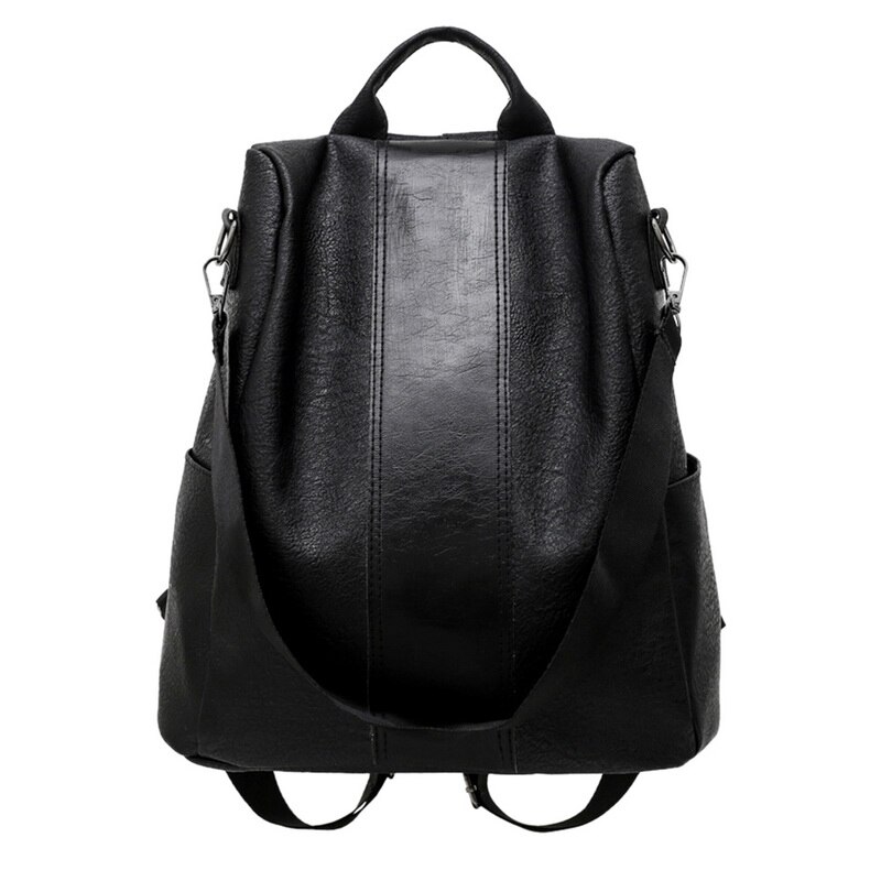 Femme Anti-vol sac à dos classique en cuir PU couleur unie sacs à dos femmes voyage épaule bandoulière noir marron sac à dos