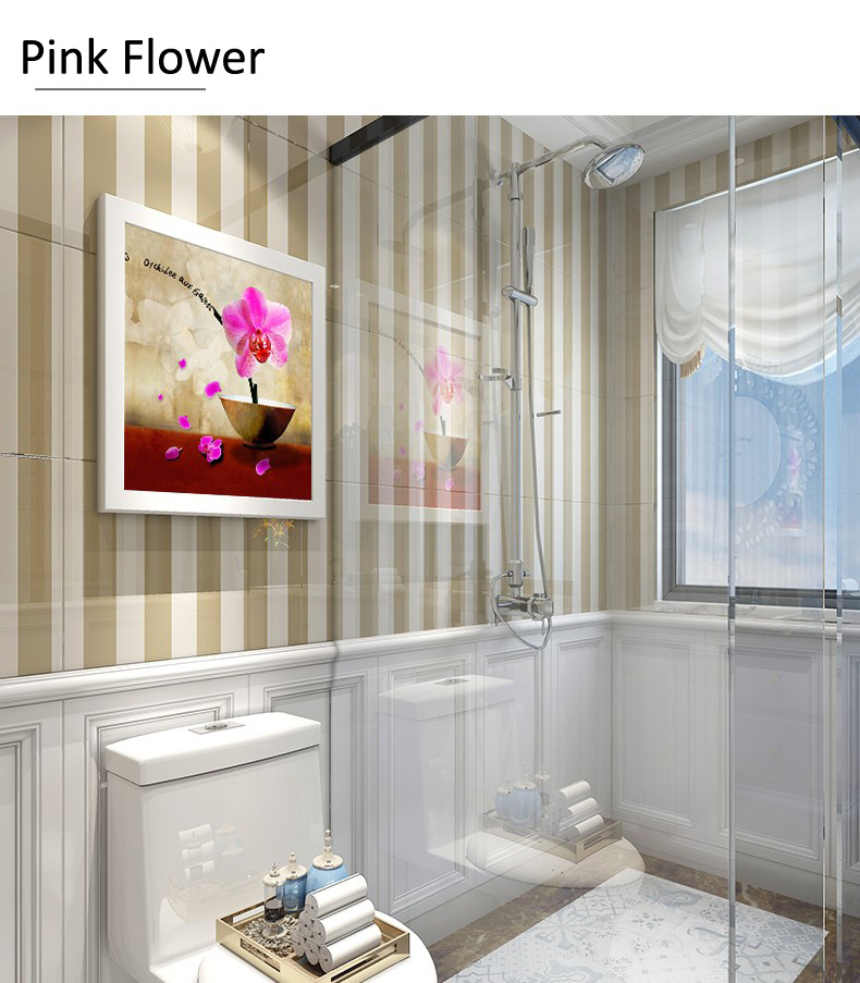 Badkamer Vouwen Opbergkast Badkamer Douche Kleding Opslag Plank Waterdicht Muurschildering Punch-Gratis Organizer Box: Pink Flower