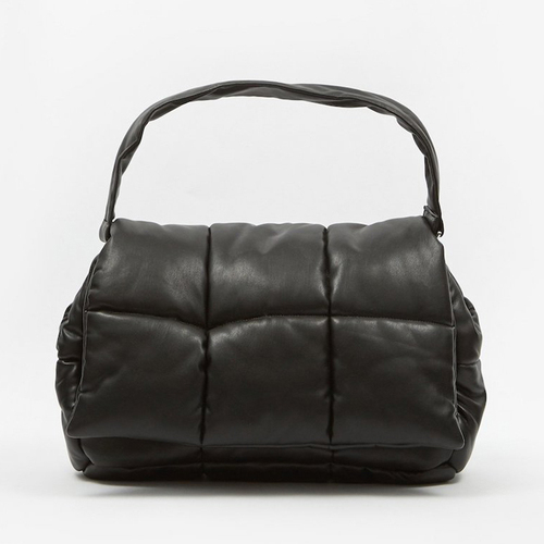Gewatteerde spons zachte groene tas dames puff casual ruimte bale dons veren gewatteerde crossbodytas voor dames ruimte katoen: Zwart