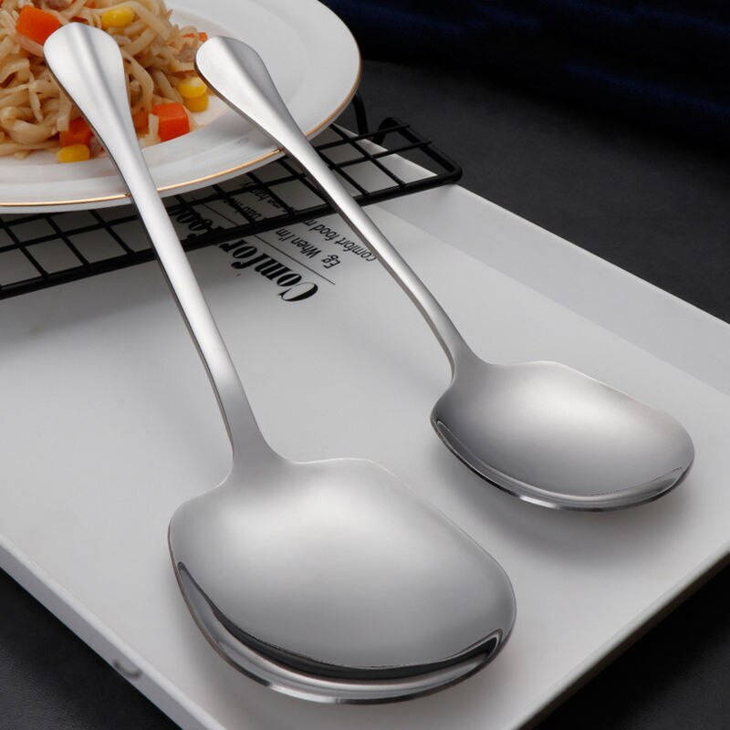Stainless Steel Large Public Spoon Buffet Service Spoons Long Handle Soup Rice Tablespoon Restaurant Dinnerware Kitchen Utensils