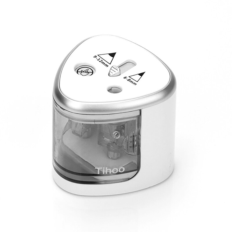Sacapuntas eléctrico ajustable de tamaño Tihoo, sacapuntas profesionales electrónicos para lápiz, sacapuntas para dibujar, papelería, suministros escolares: Silver