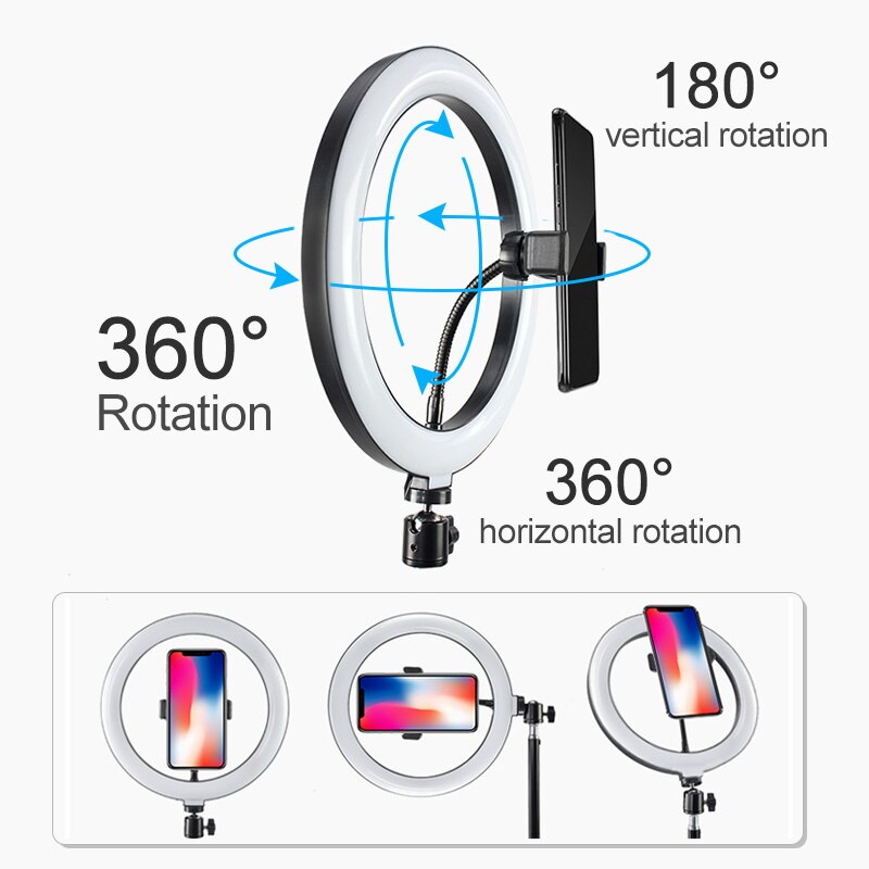 12 inch led selfie ringlamp fotografielamp 30cm ringlampen met telefoonhouder 1.6m statiefstandaards voor make-up video live studio