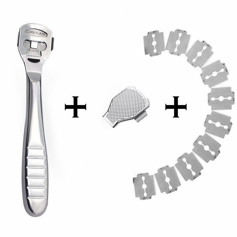 Stainless Steel Foot Skin Shaver Corn Cuticle Cutter Remover Rasp Pedicure File Foot Callus 10 Blades Foot Care Tool: C
