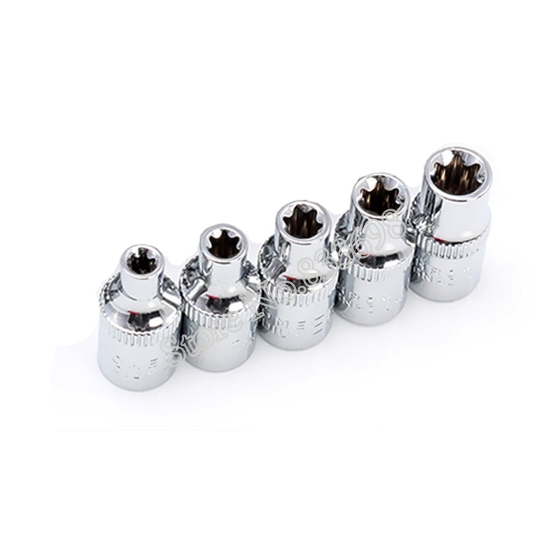 5 sztuk 1/4 "napęd E typ gwiazda ZESTAW GNIAZD Torx gwiazda fragment klucz gniazda E4 E5 E6 E7 E8 automatyczny ręczne narzędzia robić naprawy