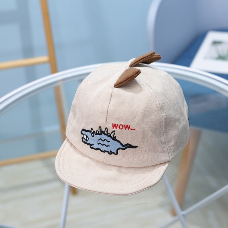 Leuke Cartoon Dinosaurus Baby Baseball Cap Zachte Katoen Jongens Meisjes Zonnehoed Zomer Baby Peuter Kinderen Strand Hoed: khaki