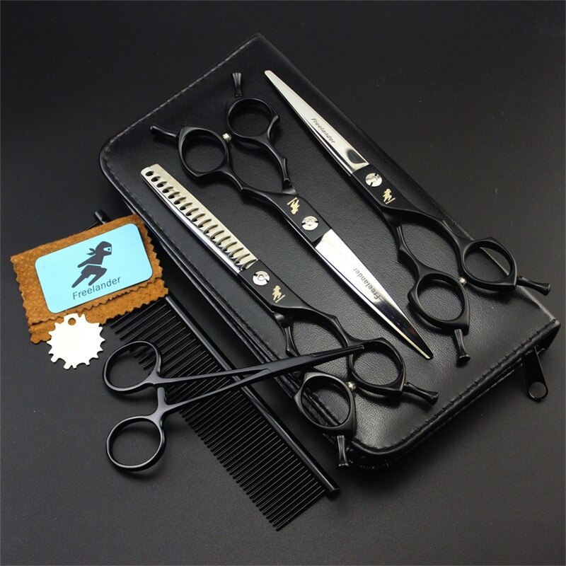 Tijeras profesionales para mascotas de 6,5 pulgadas, de , Japan 440C, para acicalamiento de perros, tijeras rectas y curvadas + peine